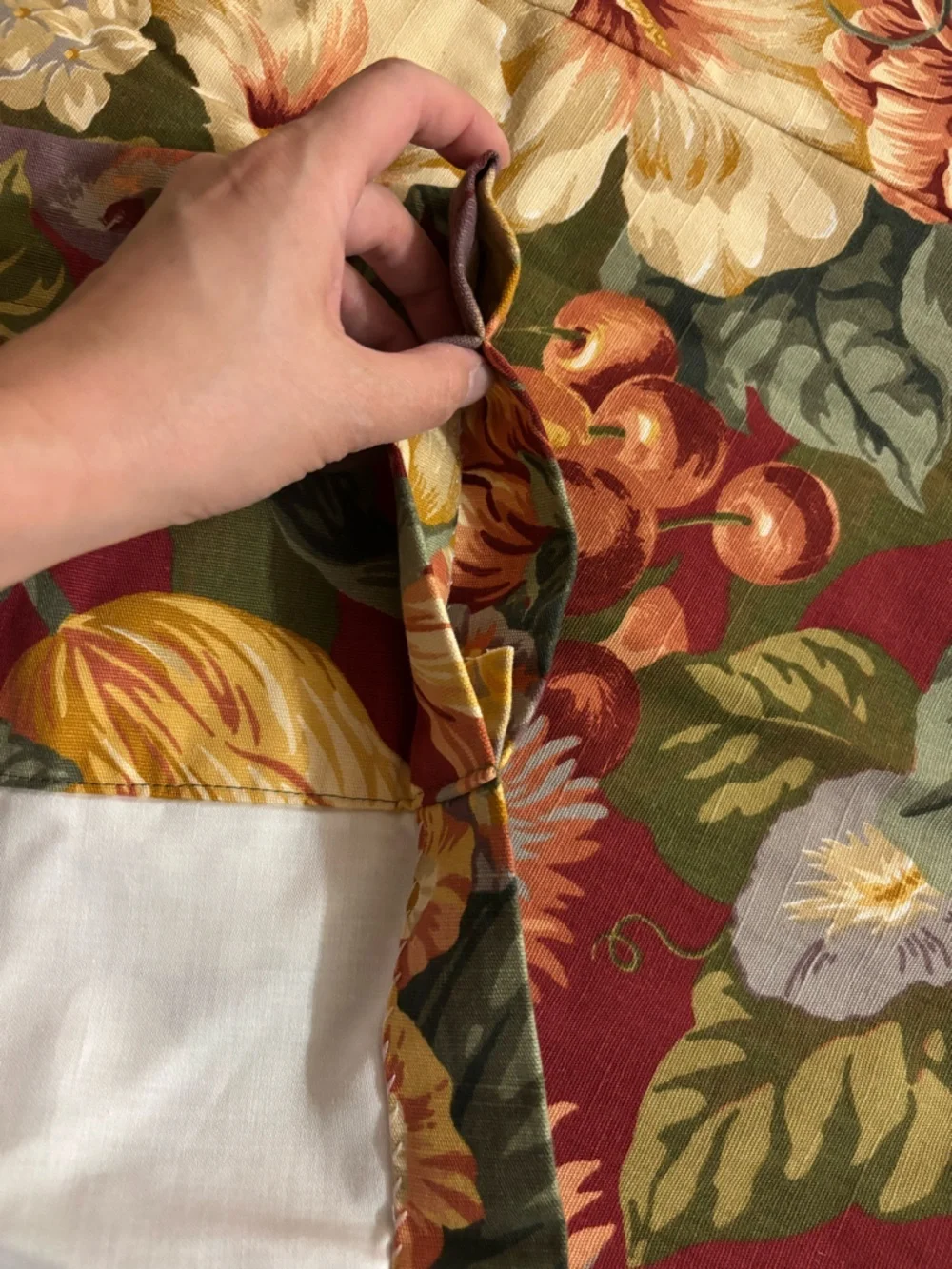 Vintage Floral Botanical Curtain Panels Drapes with striped edges